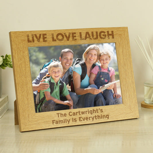 Personalised Live Love Laugh 5x7 Landscape Wooden Photo Frame