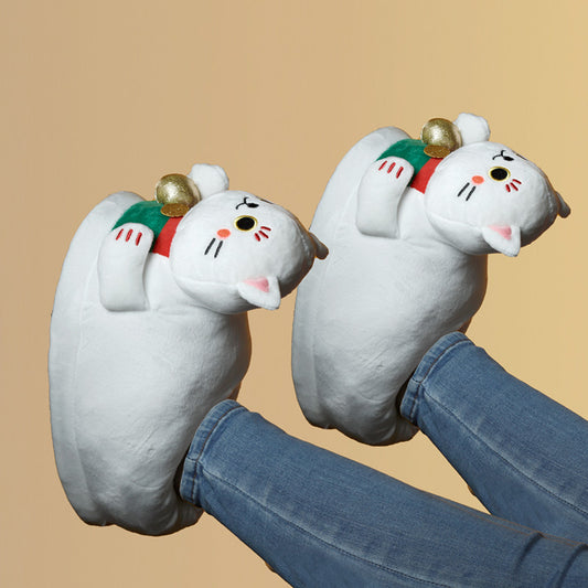 Maneki Neko Lucky Cat Slippers (One Size)
