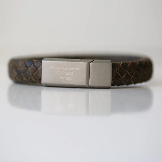 Personalised Antique Leather Bracelet - Rustic