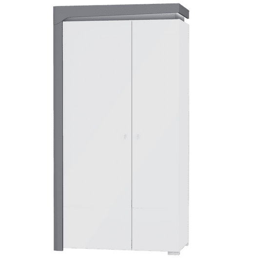 Grey And White Gloss 2 Door Wardrobe With LED Lights