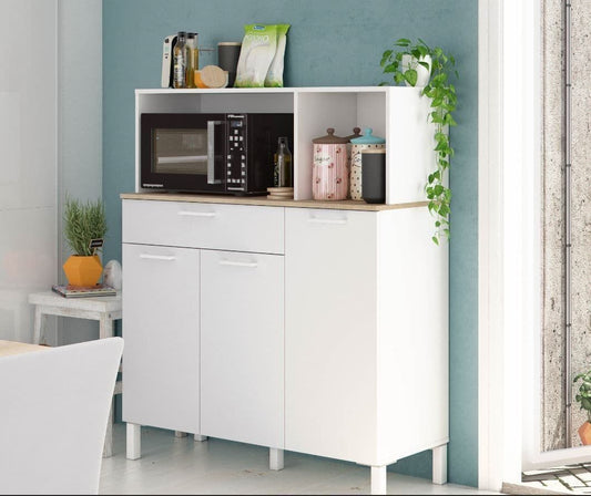White And Oak 3 Door Utility Kitchen Cupboard