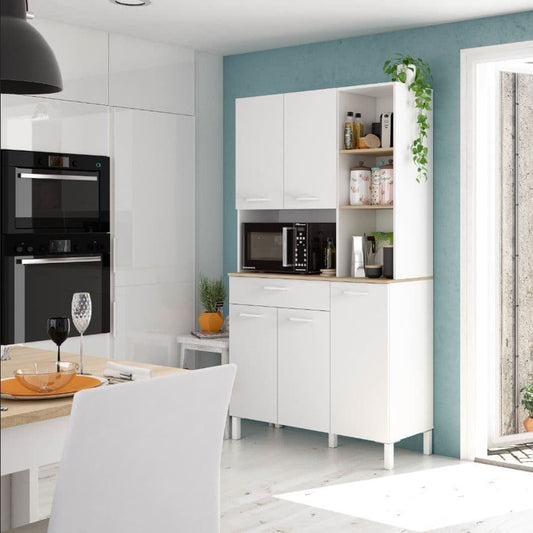 White And Oak 5 Door Utility Kitchen Cupboard