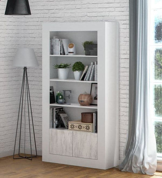 White And Wood Effect Tall Bookcase